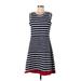 Hatley Casual Dress - A-Line: Blue Stripes Dresses - Women's Size Large