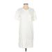 Madewell Casual Dress - Shift High Neck Short sleeves: White Print Dresses - Women's Size Small