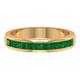 Rosec Jewels 0.75 CT Emerald Half Eternity Ring, Princess Cut Emerald Gold Ring for Women, Channel Set Emerald Gold Semi Eternity Ring, Yellow Gold, Size:P