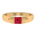 Rosec Jewels Certified Princess Cut Created Ruby Solitaire Gold Band Ring for Women | 5 MM | AAAA Quality, Yellow Gold, Size:R1/2