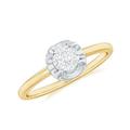 Rosec Jewels 1/4 CT Round Cut Diamond Promise Ring, Diamond Promise Ring for Women, Diamond Gold Promise Ring, Certified Diamond Ring, Yellow Gold, Size:H1/2