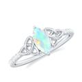 Rosec Jewels Opal Solitaire Celtic Knot Ring | 4X8 MM Marquise Ethiopian Opal | AAA Quality | Promise Engagement Ring, Sterling Silver, Size:Z1/2