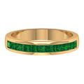 Rosec Jewels 0.75 CT Emerald Half Eternity Ring, Princess Cut Emerald Gold Ring for Women, Channel Set Emerald Gold Semi Eternity Ring, Yellow Gold, Size: