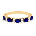 Rosec Jewels Blue Sapphire Wedding Anniversary Eternity Ring | 1 Cttw | AAA Quality | Stackable Band Ring, Yellow Gold, Size:Z