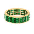 Rosec Jewels Baguette Shape Created Emerald Wide Eternity Band Ring | AAAA Quality | Wedding Anniversary Band Ring, Yellow Gold, Size:J