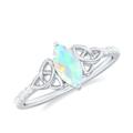 Rosec Jewels Opal Solitaire Celtic Knot Ring | 4X8 MM Marquise Ethiopian Opal | AAA Quality | Promise Engagement Ring, Sterling Silver, Size:S