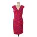 Lauren by Ralph Lauren Casual Dress - Sheath V Neck Short sleeves: Red Floral Dresses - Women's Size 12