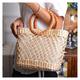 Handmade Hollow Women's Handbags Summer Woven Beach Bag Bag Handle Totes Shopper Female Bag (Color : D, Size : Small)
