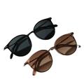 BPVCMHOS Sunglasses Mens 2pcs Small Round Sunglasses For Women, Cute Narrow Cat Eye Glasses For Men, Retro Narrow Cat Eye Sunglasses Set-black Brown