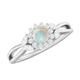 Rosec Jewels Ethiopian Opal Round Brilliant Cut Split Shank Flower Engagement Ring for Women with Diamond, White Gold, Size:Z