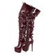 blingqueen Women's Platform Thigh High Boots with Zipper Stiletto Heel Over The Knee High Boots Lace Up Punk Motorcycle Boots Buckles Chains Rivets Ornamented Long Shaft Sock Boots Burgundy Size 12