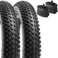 YunSCM Pack of 2 Kid Bike 12 Inch Tyres 12 x 1.95 Coat 50-203 Plus 2 Pack 12 Inch Tube 12 x 1.75/2.125 AV32 mm Valve Compatible with 12 x 1.95 Children's Bicycle Tyres and Tube