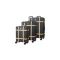Set of 3 Luggage Suitcase Travel Bag Carry On Hand Cabin Check in Lightweight Expandable Hard-Shell 4 Spinner Wheels Trolley Set - Black Gold 3-Set