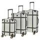 Set of 3 Luggage Suitcase Travel Bag Carry On Hand Cabin Check in Lightweight Expandable Hard-Shell 4 Spinner Wheels Trolley Set - Cream 3-Set