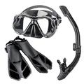 Mask Fins Snorkel Set Snorkeling Gear For Adults Kids, Swim Goggles Panoramic View Anti-Fog Anti-Leak, Dry Top Snorkel And Dive Flippers Kit For Diving Scuba Swimming Fre