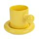 GYLILI Coffee Cup 10 Oz/300 Ml Latte Mug Cute Ceramic Coffee Mug with Saucer and Comfortable Ball Handle Suitable for Coffee Shop, Restaurant