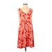 St. John's Bay Casual Dress - Mini V-Neck Sleeveless: Red Dresses - Women's Size Small