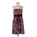 Ann Taylor LOFT Casual Dress - Mini Strapless Sleeveless: Pink Print Dresses - Women's Size 10 Petite