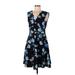 Wisp Casual Dress - A-Line V-Neck Sleeveless: Blue Print Dresses - Women's Size 10