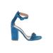 Gianvito Rossi Heels: Blue Solid Shoes - Women's Size 38 - Open Toe