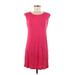 Express Casual Dress - Shift Scoop Neck Sleeveless: Pink Solid Dresses - Women's Size Medium