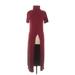 Love Token Casual Dress - Sweater Dress Turtleneck Short sleeves: Burgundy Print Dresses - Women's Size Medium