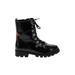 LUST FOR LIFE Boots: Combat Chunky Heel Edgy Black Solid Shoes - Women's Size 8 - Round Toe