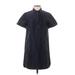 J.Crew Collection Casual Dress - Mini High Neck Short sleeves: Blue Solid Dresses - Women's Size 2