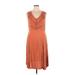 Reba Casual Dress - A-Line V-Neck Sleeveless: Brown Solid Dresses - Women's Size 1X
