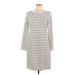 Old Navy Casual Dress - Mini High Neck 3/4 sleeves: Ivory Stripes Dresses - Women's Size Large