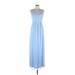 David's Bridal Cocktail Dress - Formal Crew Neck Sleeveless: Blue Print Dresses - Women's Size 12