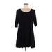 Eileen Fisher Casual Dress - Mini Scoop Neck 3/4 sleeves: Black Solid Dresses - Women's Size Medium