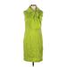 Sara Campbell Casual Dress - Sheath High Neck Sleeveless: Green Solid Dresses - Women's Size 6