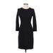 J.Crew Factory Store Casual Dress - Sheath Crew Neck 3/4 sleeves: Black Solid Dresses - Women's Size 00