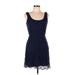 LC Lauren Conrad Casual Dress - Mini Scoop Neck Sleeveless: Blue Print Dresses - Women's Size 8