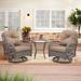 3 Pieces Outdoor 360 Degree Swivel Rocking Patio Chairs with Cushions & Glass Coffee Table