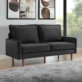 HomeRoots 69" Black Velvet and Dark Brown Sofa - 69