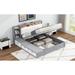 Grey Platform Bed Queen Bed Frame with Storage Benches & USB Charging