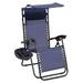 Navy Blue Folding Bungee Ropes Chaise Lounges with Headrest, Sunshade