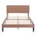 Upholstered Platform Bed Frame with Adjustable Headboard, Velvet Nailhead Trim, No Box Spring Needed