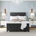 Storage Bed Metal Platform Bed with a Big Drawer With Linen Upholstered Headboard