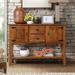 48''Solid Wood Sideboard Console Table with 2 Drawers and Cabinets and Bottom Shelf,Retro Style Storage Dining Cabinet