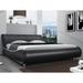 Modern Low Profile Platform Bed Frame Queen Size, Faux Leather Upholstered Sleigh Bed with Headboard, No Box Spring Needed