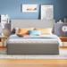 Upholstered Storage Platform Bed with Side-Tilt Hydraulic Storage System Storage Bed, Footboard and Wingback Headboard - Linen