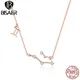 BISAER 925 Sterling Silver Twelve Constellation Necklaces Star Sign Pendants Necklace Plated Rose