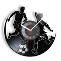 Soccer Sports Game Boy Room Wall Clock Soccer Vinyl Record Wall Clock Football Players Home