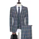 Blazers Pants Vest Set 3 Pieces Set / 2023 Men's Business Casual Fashion Three Piece Plaid Suit