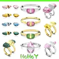 Lucent Ring Women's Jewelry Set Earrings Bracelet High Quality Charm Pink Yellow Blue Green Square