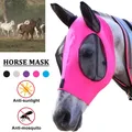 Masque en maille anti-mouche pour cheval 1 pièce protection équine avec oreilles ajustée en