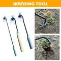 Long Wood Handle Stainless Steel Garden Weeder Hand Weeding Removal Cutter Puller Tools